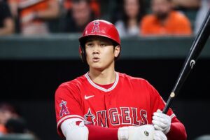 Shohei Ohtani batting for the Angels