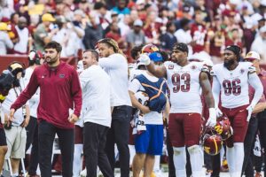 sam howell on the commanders sideline